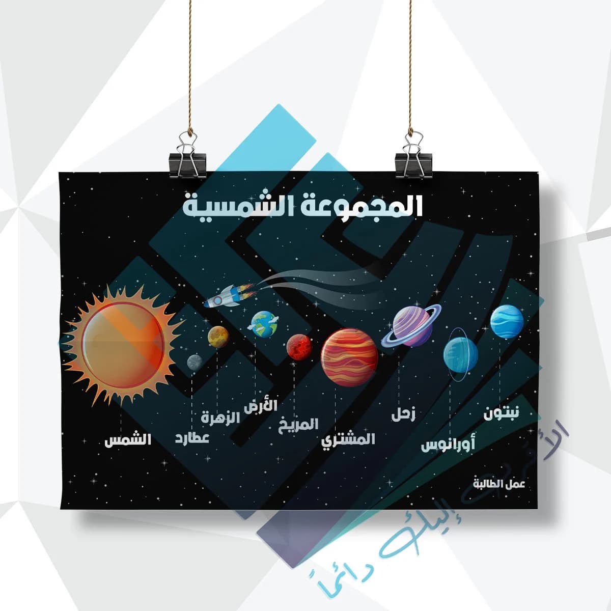لوحة مدرسية عن المجموعة الشمسية